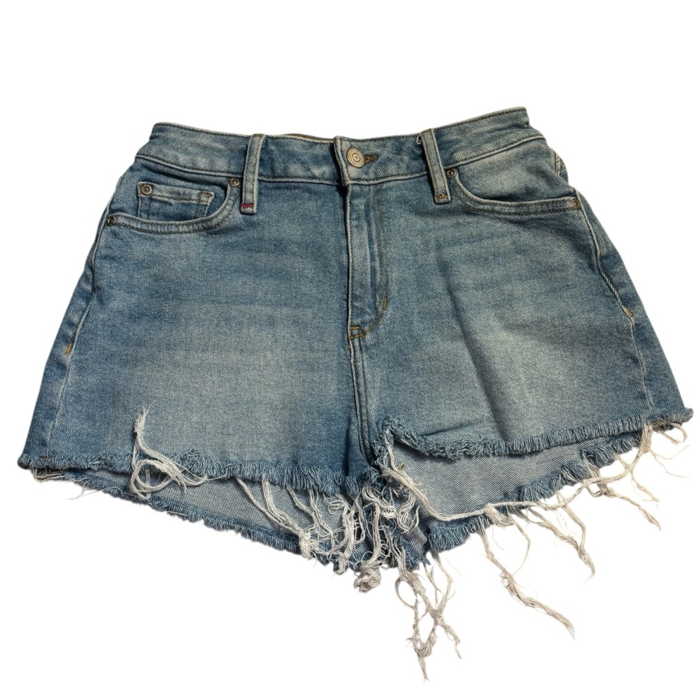 Idyllwind Jean Shorts size 2 Light Blue Frayed Denim Cotton Lyocell Stretch Cut